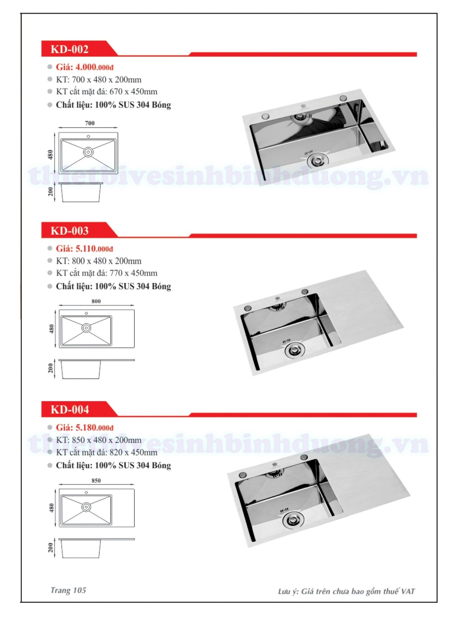 Chậu inox bóng gương Kassani KD-002, 